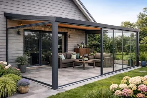Kaltwintergarten Cuxhaven Aluminium mit VSG Glas – Moderner Wintergarten für Terrasse, Garten & Outdoor Wohnraum (Anthrazit, 700 x 300 cm)