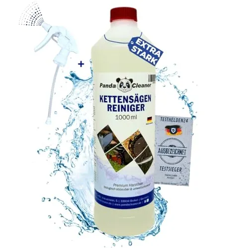 PandaCleaner Kettensägen Reiniger - 1000ml BIO Harzlöser Spray - Sägeblatt Reiniger - Harzlöser Heckenschere - Harz Entferner (1000ml Sprühflasche)