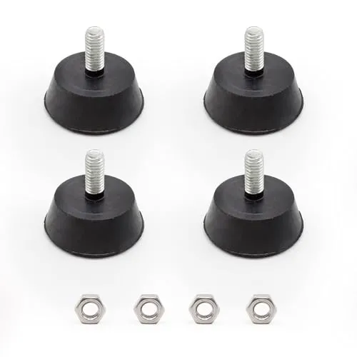TIANLIN 4 Stück Gummifüße Schraubbar, Gummipuffer M6 X 16 mm, Chassisdurchmesser 32 mm, Gummifüße M6, für Schränke, Tische, Stühle, Sofas, Vitrinen (Schwarz)