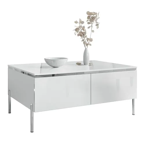 Lookway Couchtisch AURORA SILVER mit Stauraum in weiß von Lookway