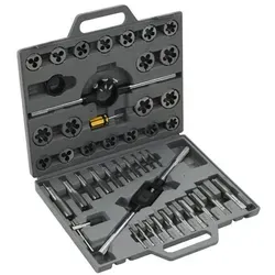 45-teiliger Gewindeschneidsatz - Zubehör für Elektrowerkzeug - Hochwertiger Gewindeschneidsatz aus Kohlenstoffstahl, ideal für Auto- und Werkstattarbeiten, inklusive praktischer Trageschatulle für einfachen Transport.