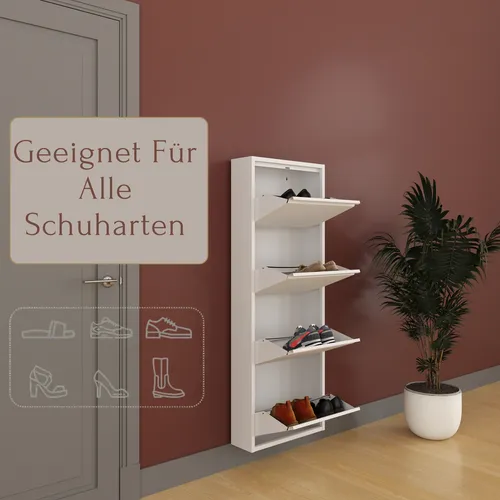 Furni24 Schuhkipper Metall 50 x 15 x 135 cm, weiß RAL 9003 in weiß von Mades GmbH