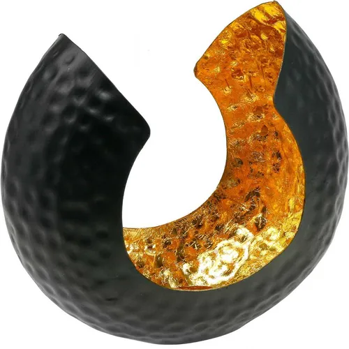 Teelichthalter Eleganz Schwarz Gold - Moderne Tischdeko Metall - Christbaum- & Feiertagsschmuck, stilvolles Design aus Metall für eine elegante Atmosphäre bei festlichen Anlässen.