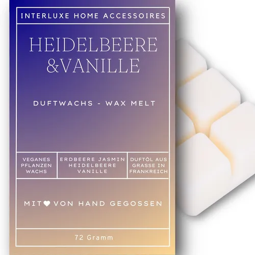 Interluxe Duftwachs - Heidelberre & Vanille angenehmer Raumduft Blueberry Melt