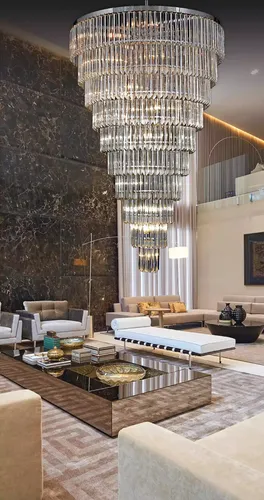 Kronleuchter Deckenleuchter Silber XXL mit Kristall in silber von JV Möbel