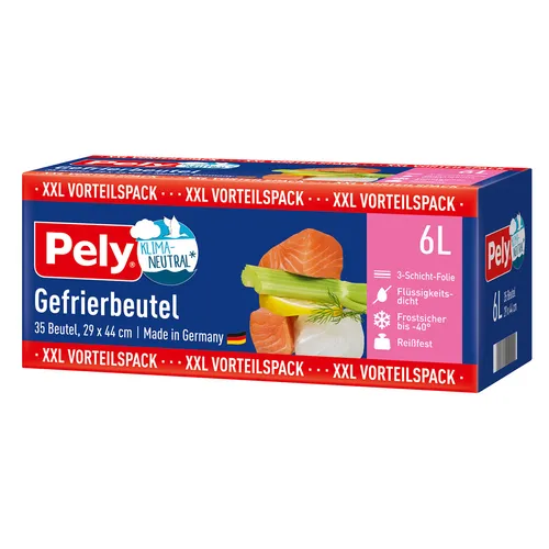 Pely Gefrierbeutel 3 Schicht Folie Vorteilspack 6 Liter 35 Stück