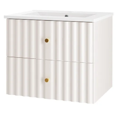 Lomadox Waschtisch AQUINO-140, Waschbeckenunterschrank Badezimmerschrank 60 cm breit modern in weiß