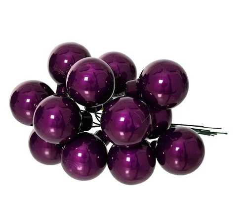 Kaemingk Weihnachtsbaumkugel, Weihnachtskugeln am Draht 2cm Glas 12 Stück - Feige glänzend