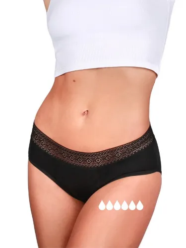 Taynie Periodenslip Paris ultra – Low Waist Slip für starke Tage - Eleganter Low Waist Slip in Schwarz, ausgestattet mit einer auslaufsicheren Membran und ultra saugfähiger Technologie. Ideal für den täglichen Einsatz und bis 60°C waschbar. 1 Stück, perfekt für Komfort während der Periode.