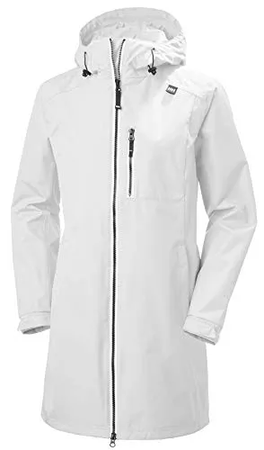 Helly Hansen Damen W Long Belfast Jacket, Wasserdichte Funktionsjacke in Weiß, L EU - Funktionsjacken: Stilvolle, wasserdichte und atmungsaktive Jacke mit versiegelten Nähten und verstellbaren Ärmelbündchen für optimalen Wetterschutz.