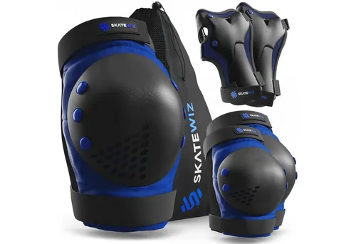 SKATEWIZ Protektoren-Set SMASH Knieschoner Kinder Inliner Schoner Erwachsene Protektoren Set (Schonerset Inliner skates Mädchen Schützer, 6-tlg., Inliner Schoner mit Knie-, Ellenbogen- und Handgelenkschützer), Schützer Inline Skates Kinder Schlittschuhe Schoner