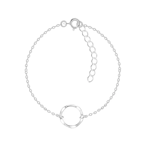 MONKIMAU - Kreis Armband - Armreif, Armketten, Armkette, Filigranes Armband, 925 Sterling Silber, für Damen, Frauen und Mädchen - hypoallergen & nickelfrei, verstellbar
