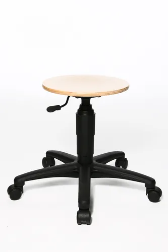 Topstar Tec 60 Drehstuhl - Arbeitsstuhl & Werkstatthocker - Bürostuhl aus hochwertigem Buchenholz, drehbar und höhenverstellbar, max. Belastbarkeit 110 kg, ideal für ergonomisches Arbeiten.