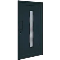 vidaXL Haustür Anthrazit 108x208 cm PVC - Elegante Sicherheit für Ihr Zuhause - Türen: Hochwertige Haustür mit 5-Punkt-Pilzkopfverriegelung und langlebigem PVC-Rahmen, bietet ideale Sicherheit und elegantes Design.