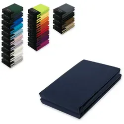 EXKLUSIV HEIMTEXTIL Spannbettlaken Jersey Spannbettlaken Doppelpack Rundumgummizug, Jersey, Gummizug: rundum, (2 Stück), mit Rundumgummizug blau 200 cm x 220 cm