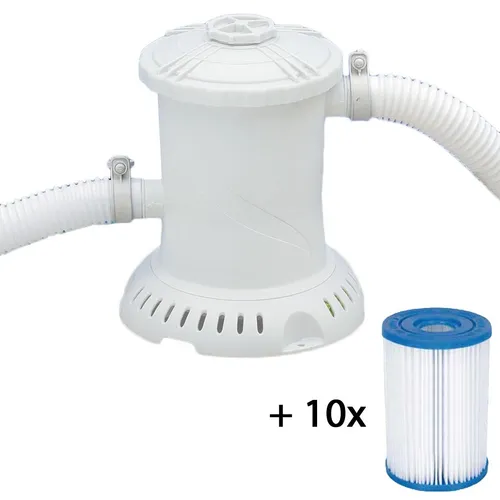 Swimming Pool Filterpumpe 1249 l/h Poolpumpe Schwimmbad Pumpe Filter + 10 Filter
