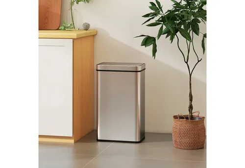 HOMCOM Mülleimer mit Sensor 60L - Haushaltszubehör mit 60L Kapazität, reaktionsschnellem Bewegungssensor und leisen Soft-Close-Deckel für eine elegante und hygienische Müllentsorgung.