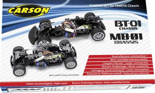 Carson Modellsport 500908235 Tuningteil - Sonstige - Tuningteil für TAMIYA Chassis, verbessert Lenkung, Geschwindigkeit und Fahrzeit für ein optimales Fahrerlebnis.