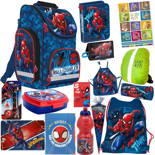 Spiderman Schulranzen 15 SET mit Federmappe und Turnbeutel - Ranzen-Set mit coolem Spiderman-Design, ideal für Schüler, inklusive Federmappe, Mäppchen und Turnbeutel für optimalen Schulstart.