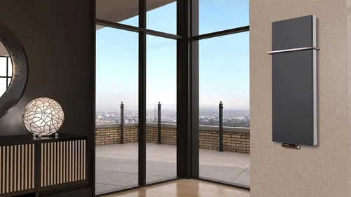 Szagato Badheizkörper BADHEIZKÖRPER Design Mirror Steel 5 120x47cm 1458W anthrazit +1HH 15mm, 5 Jahre Garantie, Made in Germany