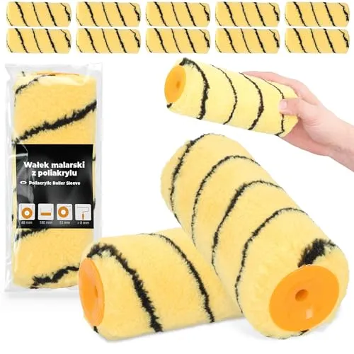 10x Farbroller 18 cm Ersatzrolle Farbwalze Wandfarbe Decke Malerrolle Malerwalze Streichen Malen Farbe Lackier Polyacryl Malerzubehör Renovierung Robust