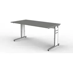 Form 4 Schreibtisch, manuell höheneinstellbar, Grafit, 160 x 80 cm - Kinderschreibtisch mit manuell höhenverstellbarem C-Fuß-Gestell, ideal für ergonomisches Arbeiten zwischen 680-820 mm. Pflegeleichte Tischplatte aus melaminharzbeschichtetem Gütespan.