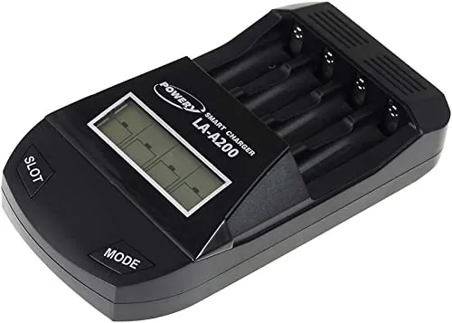 Powery Ladegerät für NiCd NiMH AA Mignon und AAA Micro Akkus