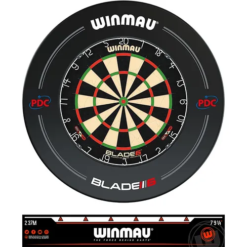 Winmau Blade 6 Dartscheibe Dart Board und Blade 6 PDC Surround incl. Abwurflinie