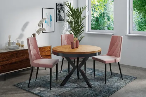 WFL Group Esstisch, Rund, 100x76 cm, Eiche