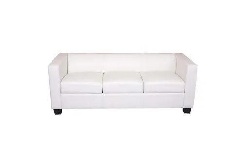 3er Sofa Lille aus Kunstleder in Weiß - Hochwertiges 3-Sitzer Sofa, ausgezeichnet für soziale Verantwortung, mit hoher Standfestigkeit und ideal für modernes Wohnen.