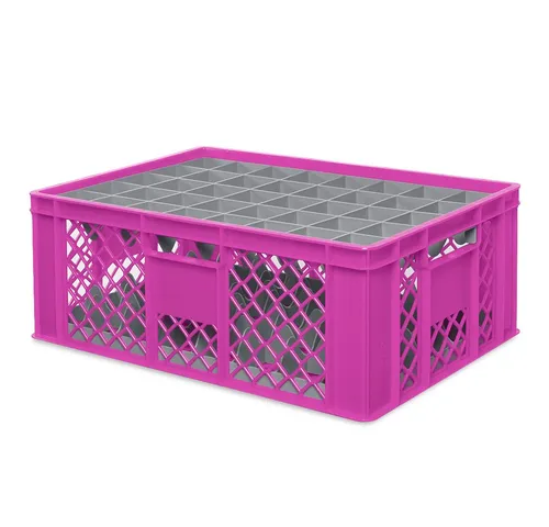 BRB-Lagertechnik Aufbewahrungskorb Gläserkiste 600x400 mm - Dekokörbe für 40 Gläser bis 205 mm Höhe, spülmaschinenfest und mit praktischen Durchfassgriffen für einfaches Handling. Ideal für Lagerung, Reinigung und Transport in der Gastronomie.