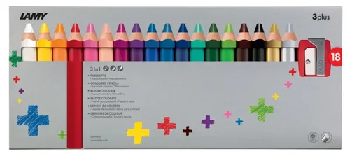 LAMY 3-in-1 Buntstifte 3plus 18er Kartonetui - Schreibutensilien mit 3-in-1-Funktion: Buntstifte, Wasserfarben und Wachsmalstifte in einem, ideal für kreative Kinder und Kunstliebhaber.