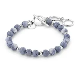 Tamaris Armband TJ-0361-B-21 Blau - Armband für Damen aus Halbedelsteinen und Edelstahl, 21 cm lang, mit Knebelverschluss. Ideal als Geschenk in original Tamaris Verpackung, vereint zeitloses Design und hochwertige Qualität.