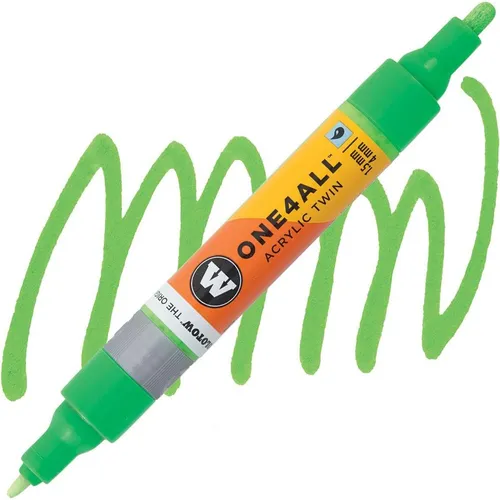 Molotow Marqueur pour Maquettes - One4All Twin - Acrylique Vert Fluo Phospho. - 1,5/4mm - -219 - 15 cm (1 x) (MO227432)
