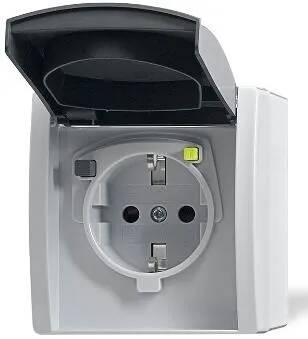 Busch-Jaeger 3120 EWB-53 FI-Schukomat VDE0664 WG - Steckdosen & Zubehör mit erhöhtem Berührungsschutz und Fehlerstrom-Schutzschalter, ideal für sichere Anwendungen in Außenbereichen (IP44).