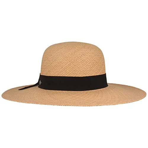 Breiter ORIGINAL Damen Panama Hut, Strohhut, Sommerhut aus Ecuador, Glocke mit Schleife, Handgeflochten in Ecuador