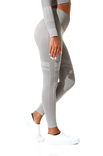 STARK SOUL Seamless Sport Leggings - High Waist für Damen | in grau-Melange, Größe M