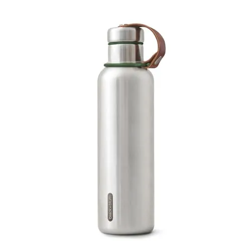 black+blum Isolierflasche Insulated Bottle 500 ml - Thermobehälter mit eleganter, vakuumversiegelter Edelstahl-Flasche, die Getränke 24 Stunden kalt und 12 Stunden heiß hält. Mit Kunstleder-Tragschlaufe für stilvollen Transport.