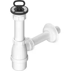 Waschtisch-Siphon, Edelstahl Auslass, Stopfen mit Ring