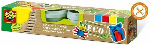 SES Creative Eco 4 Farbige Knete - Mehrfarbig - Umweltfreundliche Knete für kreative Kinder, hergestellt aus 94% natürlichen Rohstoffen und in wiederverschließbaren Dosen aus recyceltem Kunststoff. Ideal für stundenlangen Spielspaß!