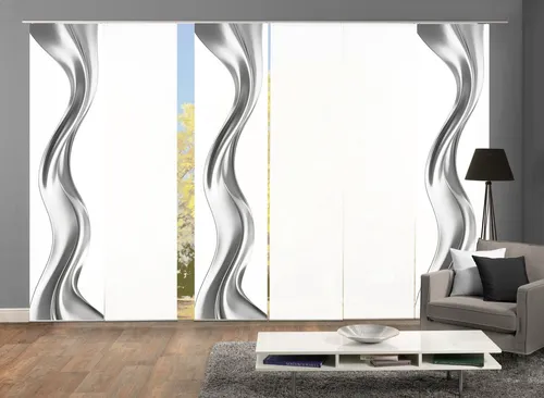 HOME WOHNIDEEN Schiebegardine OAKLEY, Seidenoptik 245x60 cm in silber von Home Wohnideen