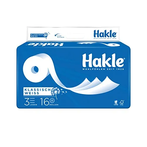 Hakle Toilettenpapier 3-lagig - 16 Rollen à 150 Blatt - Hochwertiges Toilettenpapier in 3-lagiger Ausführung, ideal für maximalen Komfort und Weichheit. Perfekt für den täglichen Gebrauch in jedem Haushalt.