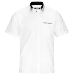 Huber Hemden Kurzarmhemd HU-0151 Button-down, Kontrast, Kurzarm, Regular-gerader Schnitt, Made in EU weiß 4XL (49-50)