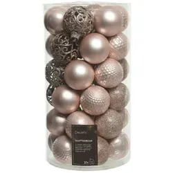 Weihnachtsbaumkugeln Kunststoff Ornamente Ø 6 cm 37 Stück rosa mix