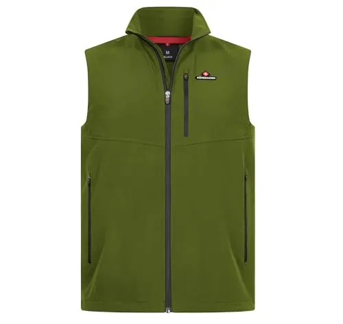 Höhenhorn Allalin Herren Weste Softshell Grün Gr. M - Funktionsjacken, atmungsaktive und wasserabweisende Softshellweste mit Reißverschlusstaschen, ideal für Freizeit und Sport an wärmeren Tagen.
