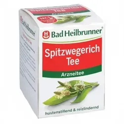 BAD Heilbrunner Spitzwegerichkraut Tee Filterbeutel, 8X2.0 g - Arzneimittel zur Linderung von Atemwegserkrankungen, unterstützt die Gesundheit der Atemwege und ist einfach in der Anwendung.