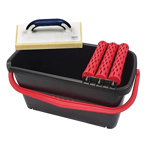 Karl Dahm® Rollenwaschset Spezial – 23 Liter Eimer mit 3 Rollen Aufsatz - Fliesen- & Fugenschwämme: Effizientes Waschset mit innovativer 3-Rollen-Technik für mühelose Reinigung ohne Überlaufen.