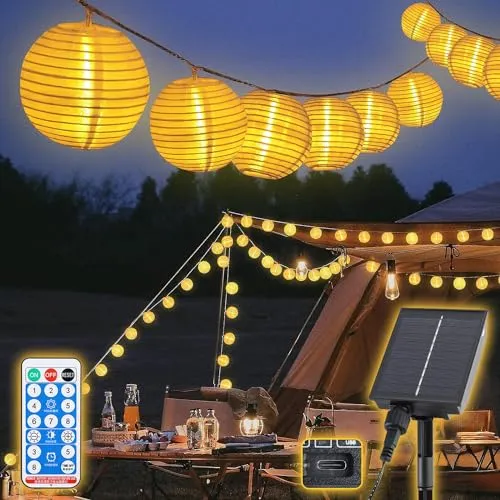Salcar LED Solarleuchte Lichterkette 20m mit Fernbedienung - Lampen für den Außenbereich, spritzwassergeschützt und energiesparend, ideal für stimmungsvolle Dekoration im Garten oder auf dem Balkon.