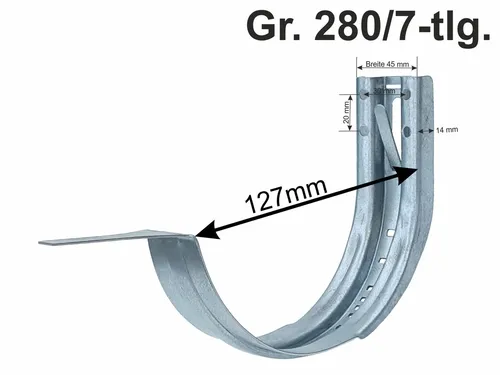 verzinkt Stirnbretthalter verstärkt, Rinnenhalter 280/7-tlg.