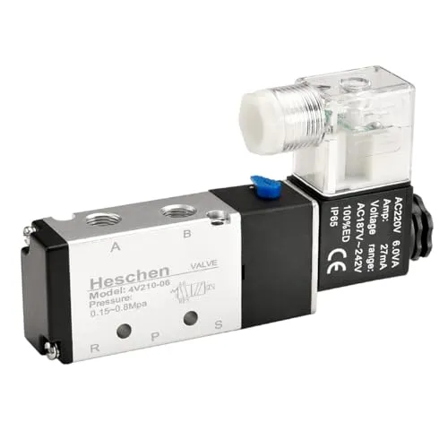Heschen Elektrisches pneumatisches Magnetventil, 4V210–06, AC220 V, PT1/8, 5-Wege, 2 Positionen